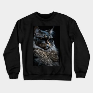 Cool cat portrait looking out in the distance with sun glasses Crewneck Sweatshirt